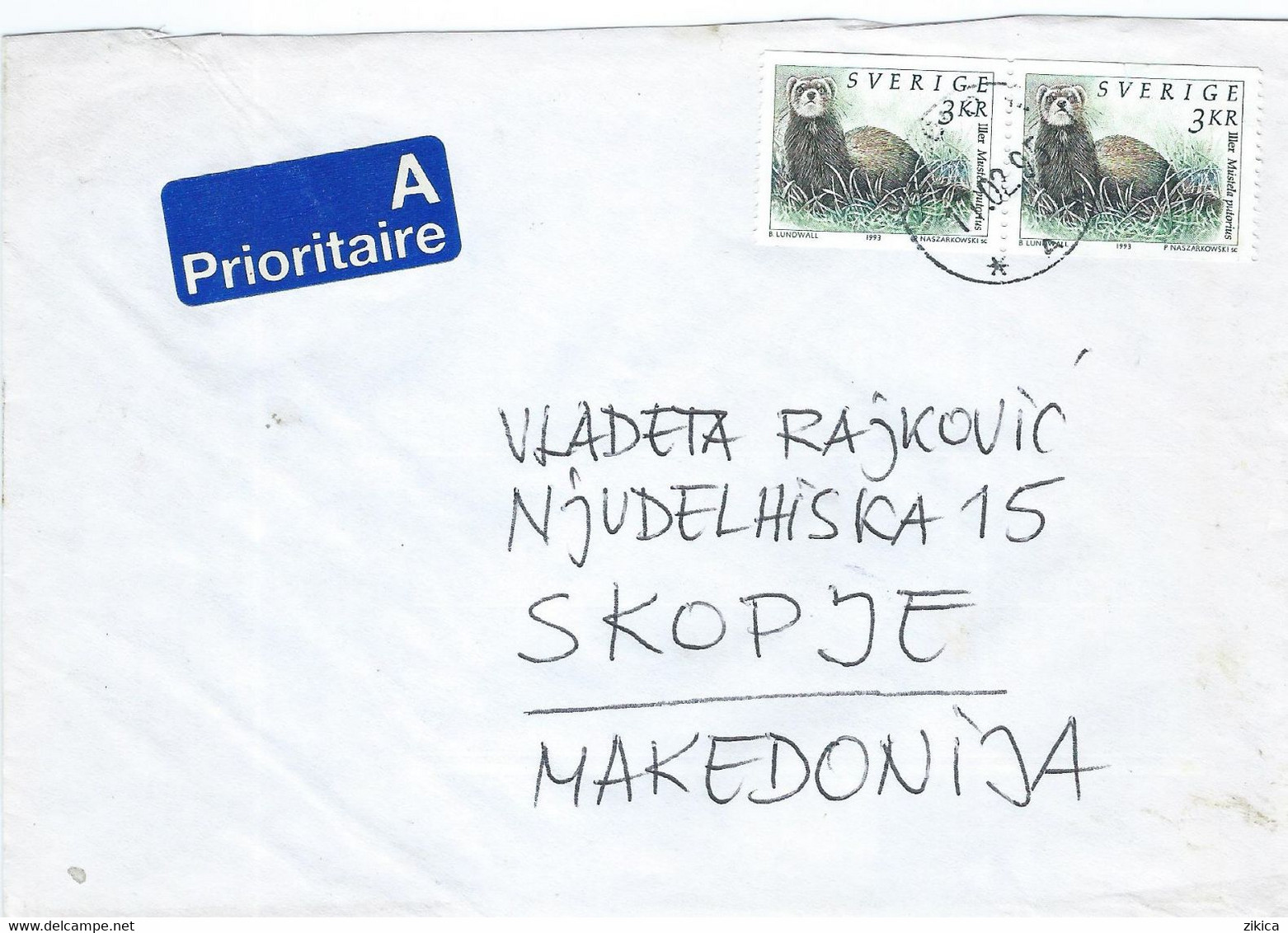 Sweden Letter Via Macedonia 1995 Stamp : 1993 Wild Animals - Briefe U. Dokumente
