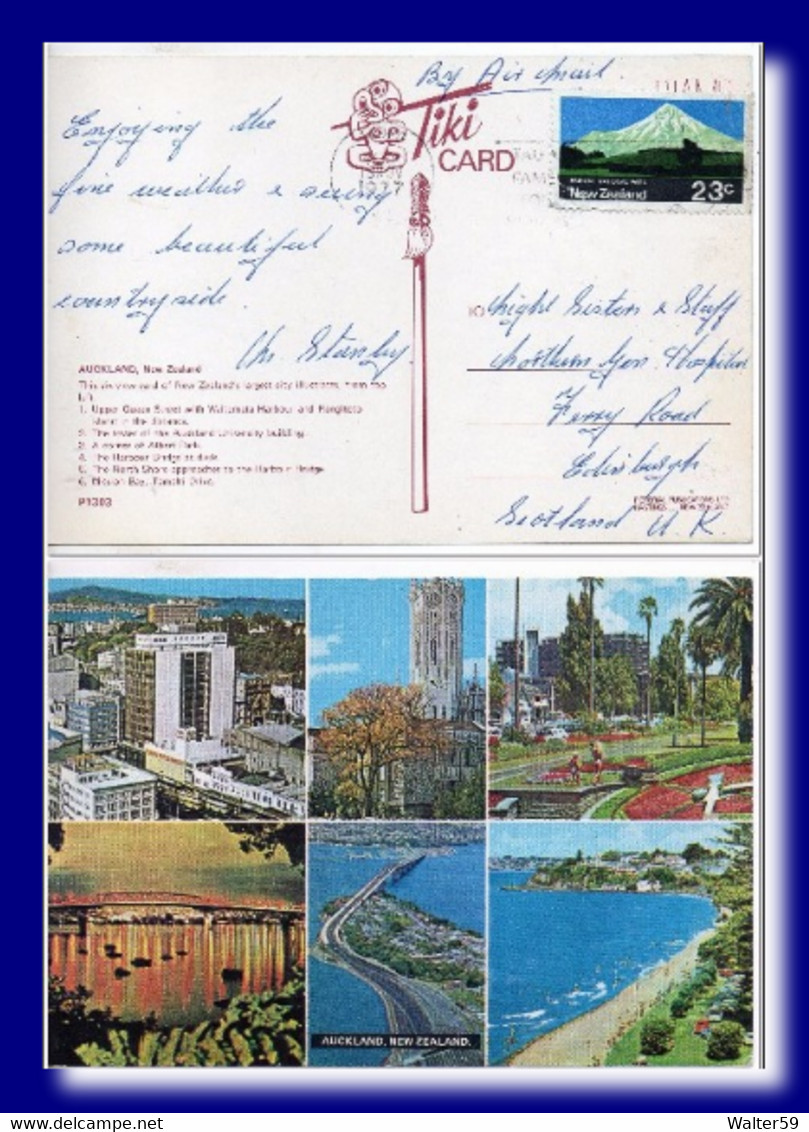 1977 New Zealand Auckland Postcard Multiview Posted To Scotland - Storia Postale