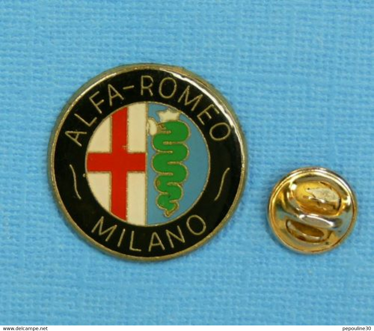 1 PIN'S //  ** LOGO / ALFA ROMEO MILANO ** . Ø 27mm - Alfa Romeo