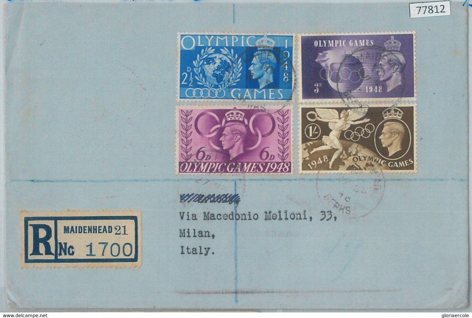 77812 - GB - Postal History - Registered COVER To ITALY 1948  OLYMPIC GAMES - Summer 1948: London