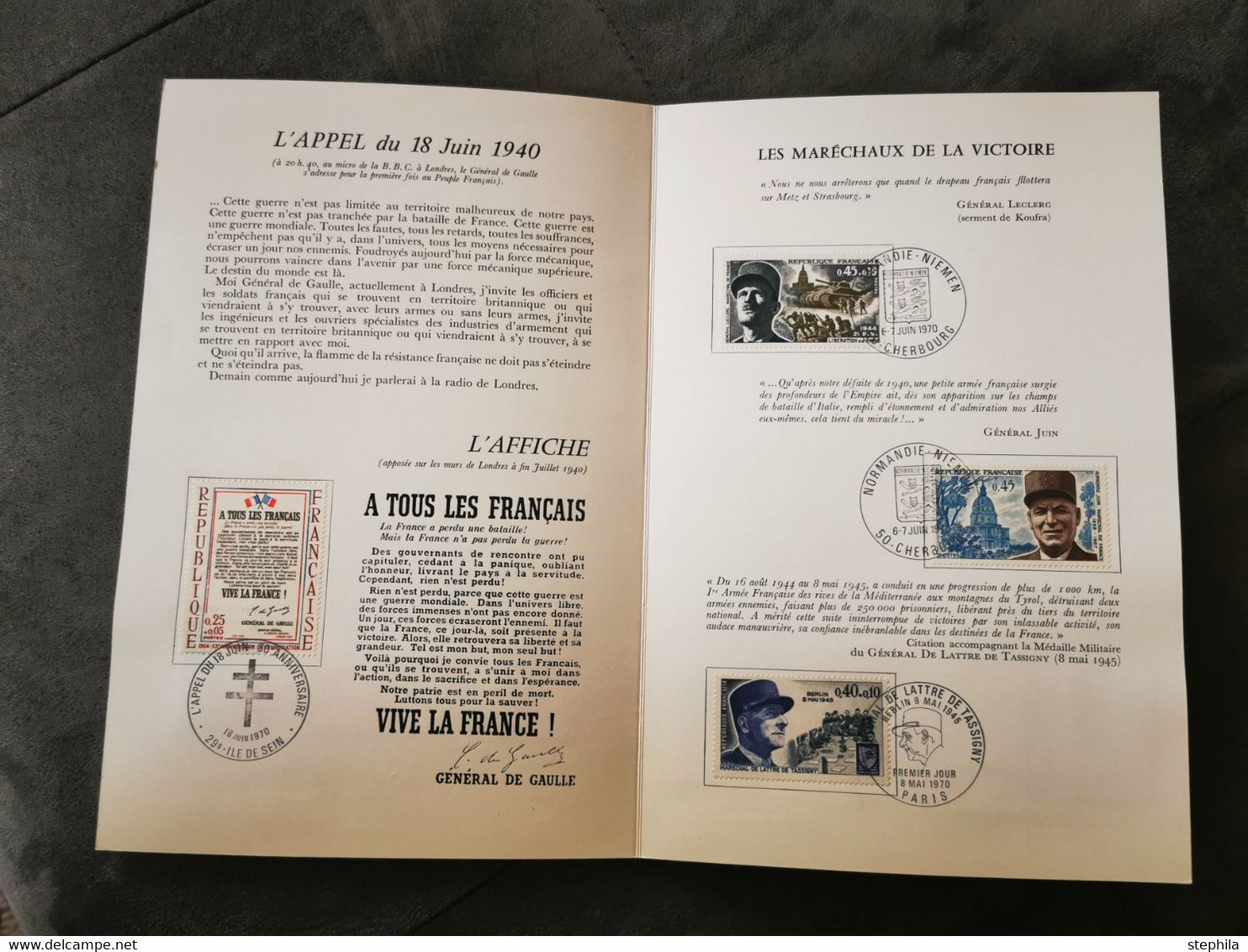 RARE ! ⭐ FRANCE ENCART Double FDC Appel 18 Juin 1940 Mémorial Au Général De Gaulle 1970 Limité N°té Timbre 1er Jour ⭐ - 1970-1979