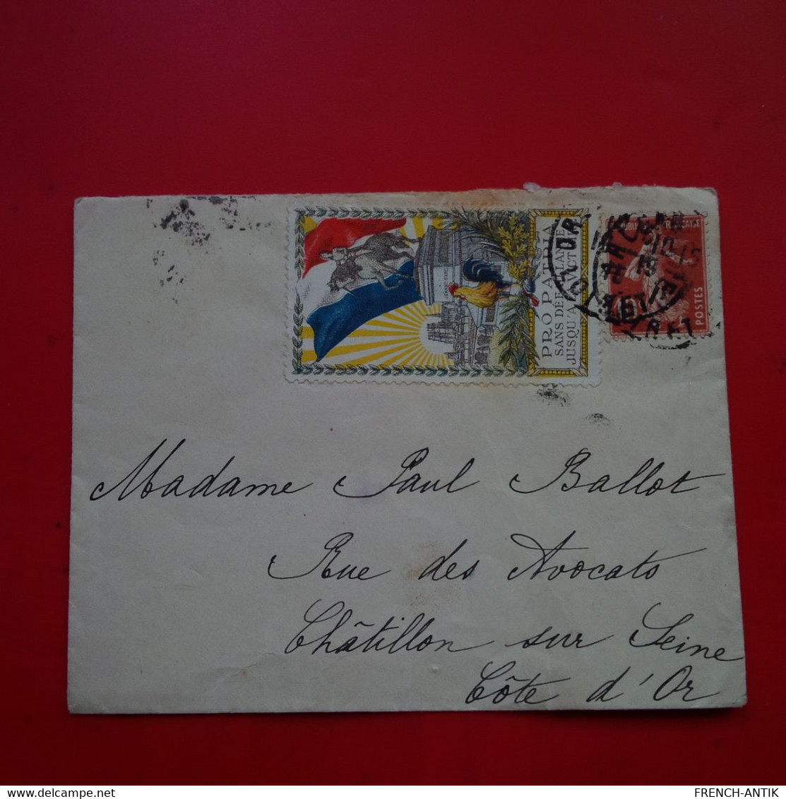 LETTRE FRANCE CHATILLON SUR SEINE VIGNETTE PRO PATRIA 1915 - Storia Postale