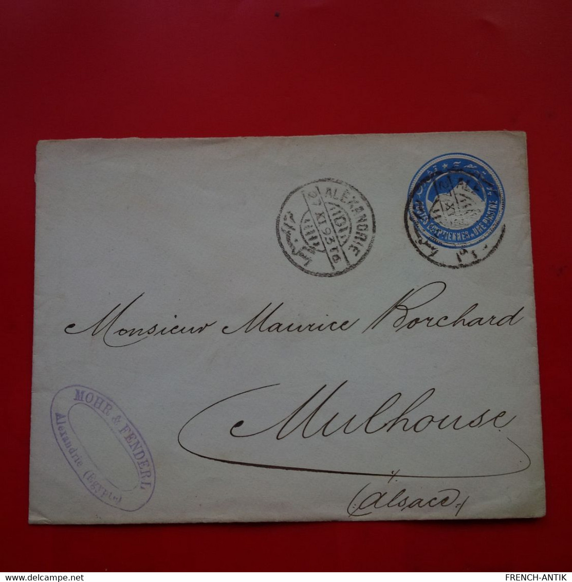 LETTRE EGYPTE ALEXANDRIE POUR MULHOUSE 1893 - 1866-1914 Khédivat D'Égypte