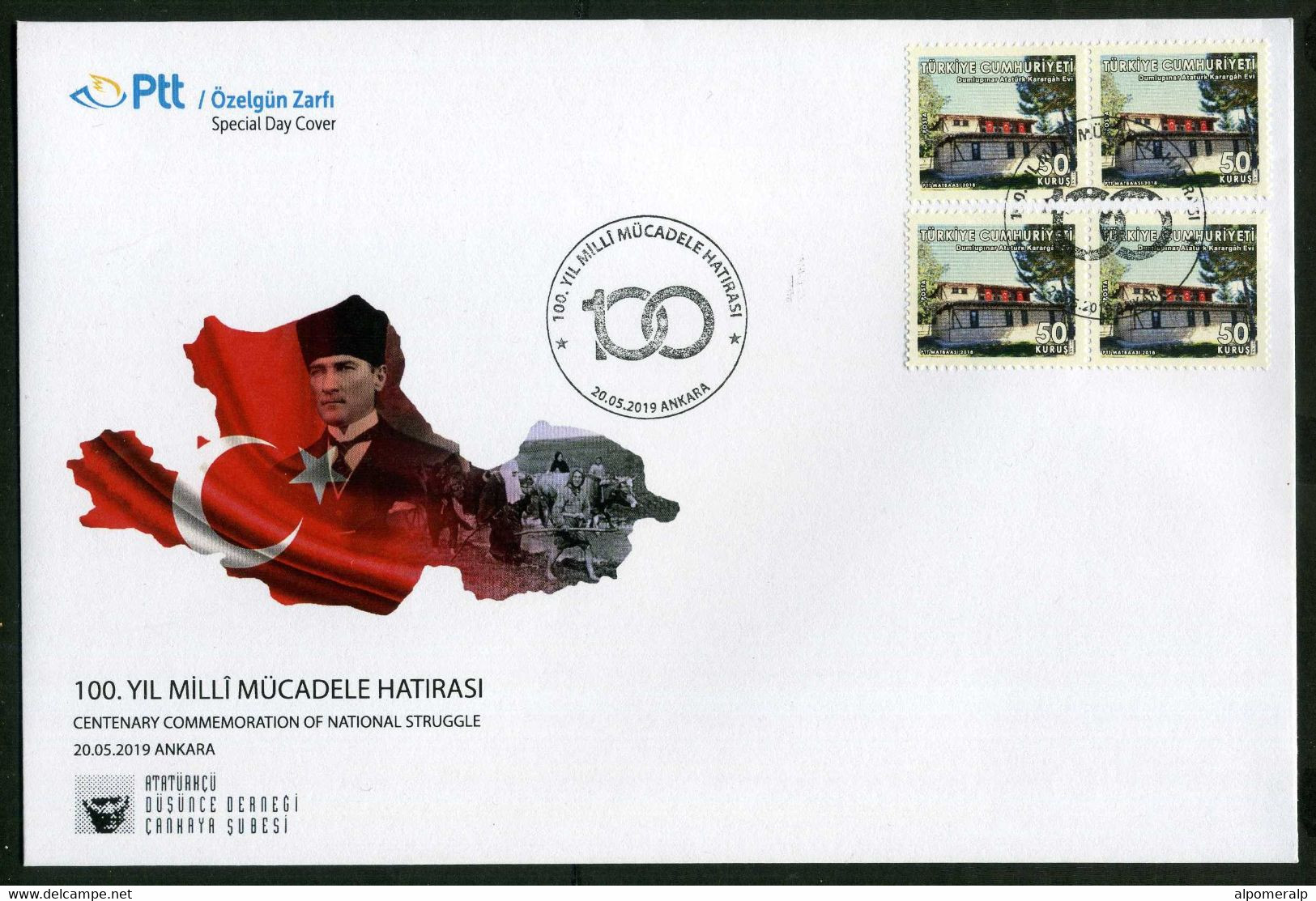 Turkey 2019 Centenary Commemoration Of National Struggle, Special Cover - Lettres & Documents