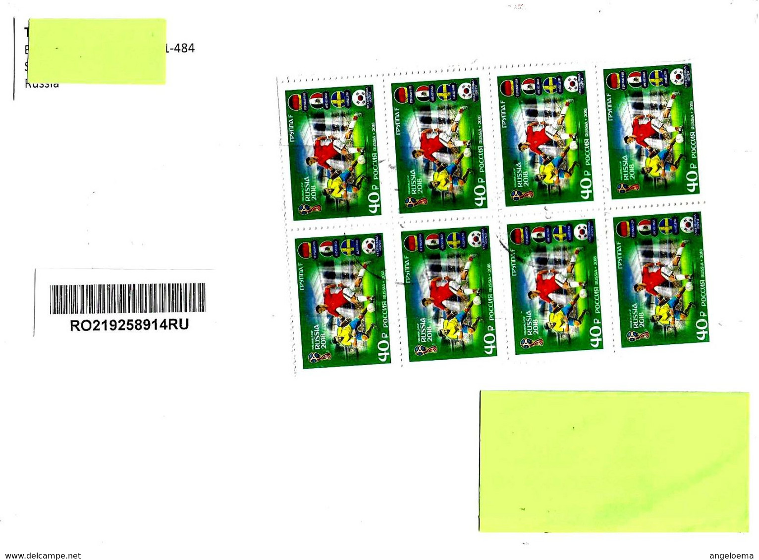 RUSSIA - 2020 Raccomandata Per Italia Con Blocco 8v. 2018 Mondiale Calcio Fifa World Cup - 17176 - Storia Postale