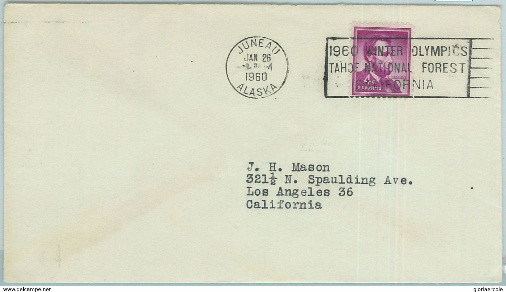 68078 - USA - POSTAL HISTORY - 1960 WINTER OLYMPIC GAMES Postmark: JUNEAU, ALASK - Invierno 1960: Squaw Valley