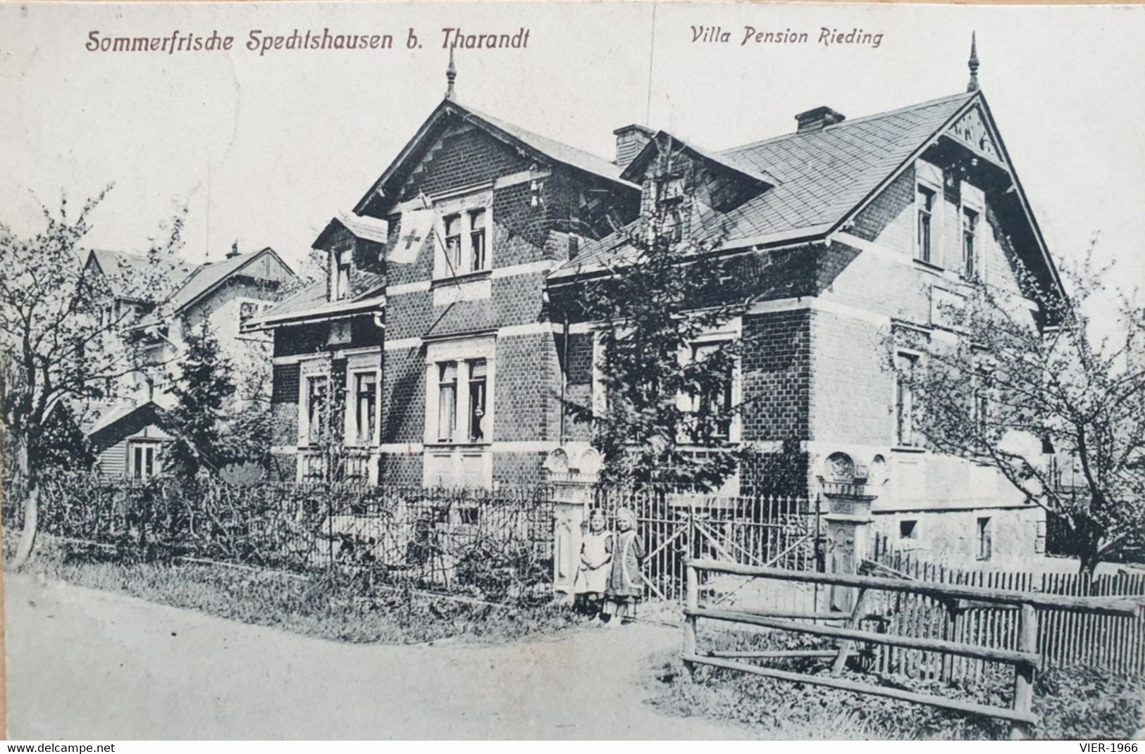 AK - Spechtshausen, Villa Pension Rieding, Vor 1920 (Kinder Vor Hoftor) - Tharandt
