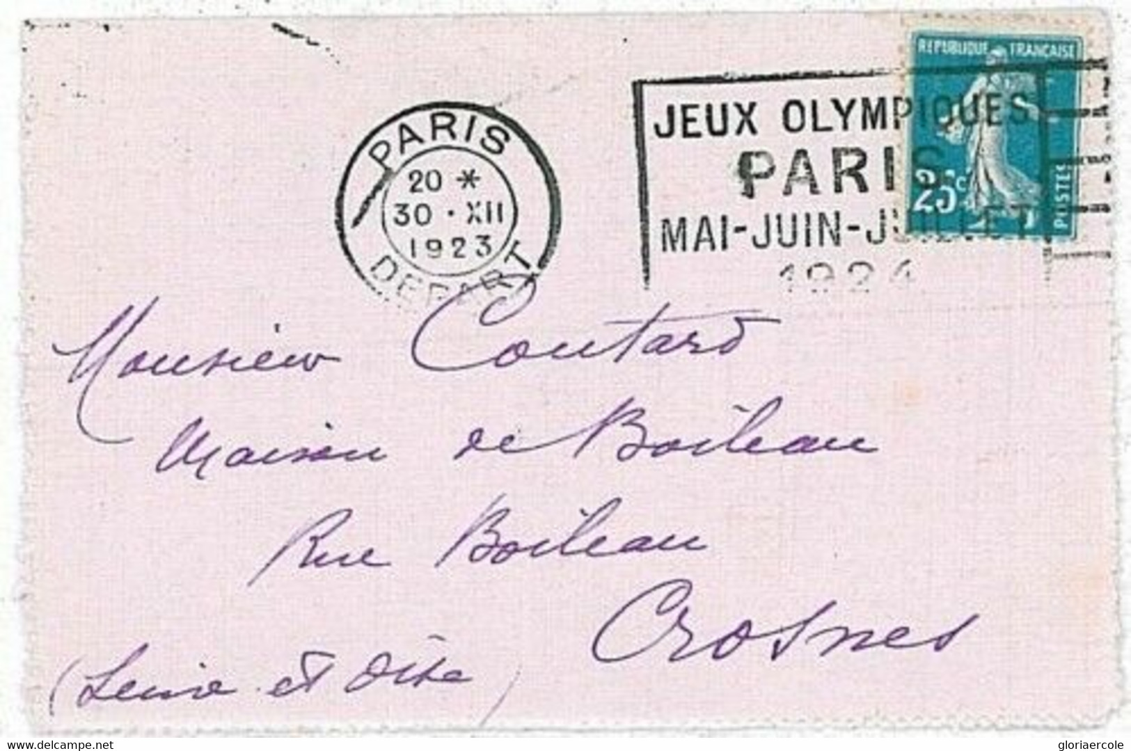 13205 - FRANCE  - POSTAL HISTORY - Olympic Games  POSTMARK On Postcard  1924 - Ete 1924: Paris