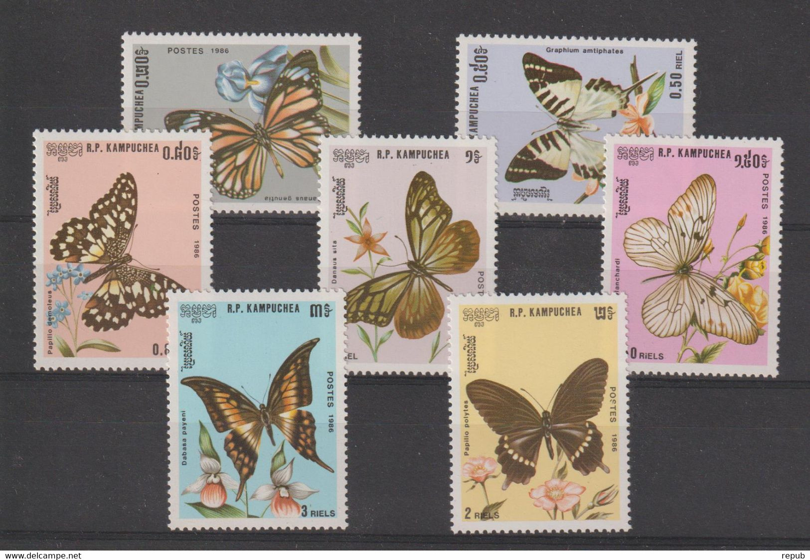 Kampuchea 1986 Papillons 632-638 7 Val ** MNH - Kampuchea