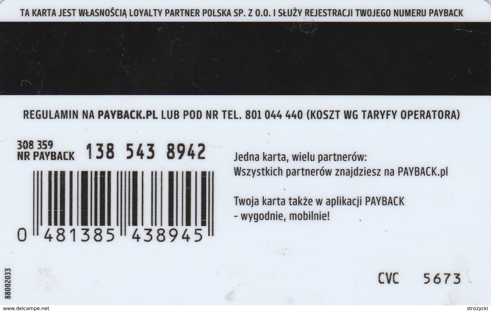 Poland - Loyality Card - Payback - BP - 88002033 - Polonia