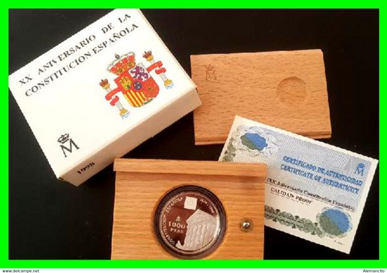 ESPAÑA 1000 PESETAS PLATA AÑO 1998 - CONSTITUCION ESPAÑOLA XX ANIVERSARIO MADRID. S/C. MONEDA DE PLATA DEL AÑO 1998, - 1 000 Pesetas