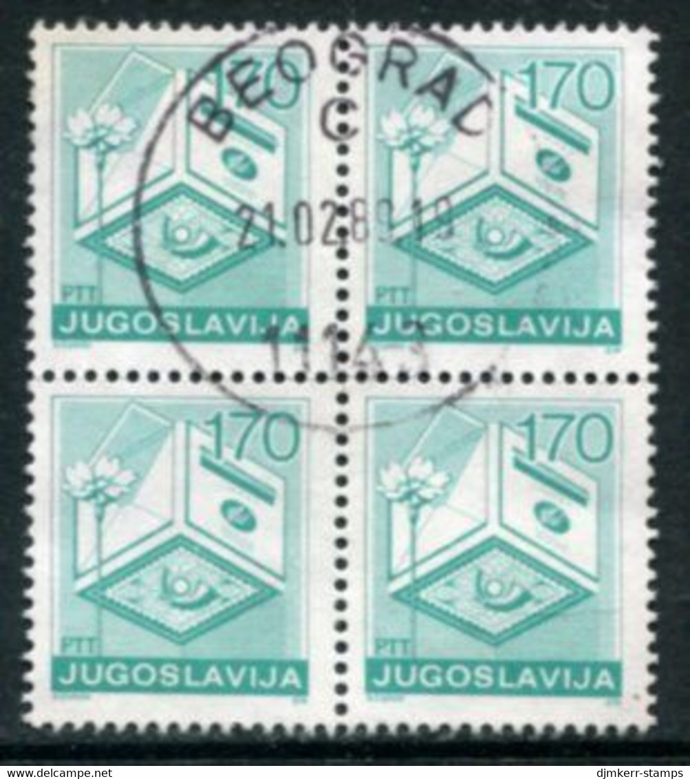 YUGOSLAVIA 1988 Postal Services Definitive 120 D. . Block Of 4 Used..  Michel 2288 - Ongebruikt