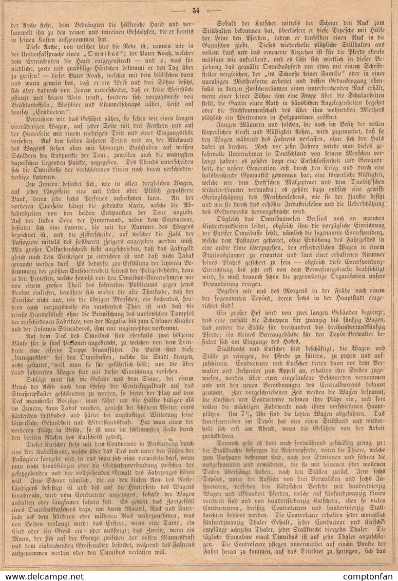 A102 909 - Berlin Berliner Omnibus Kutsche Pferdekutsche Artikel Von 1869 !! - Altri & Non Classificati