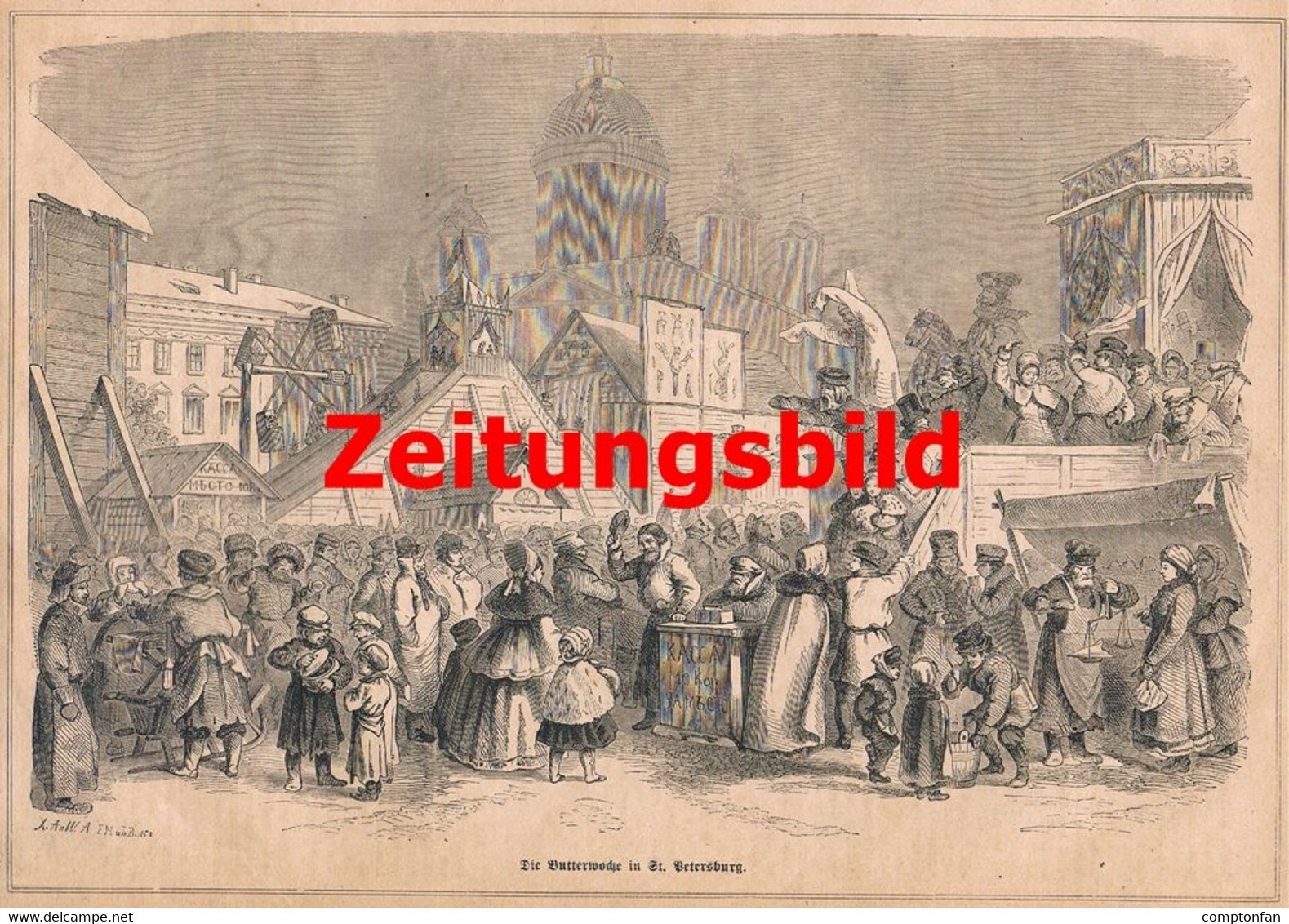 A102 910 - Masleniza Sankt Petersburg Butterwoche Brauchtum Artikel Von 1869 !! - Autres & Non Classés