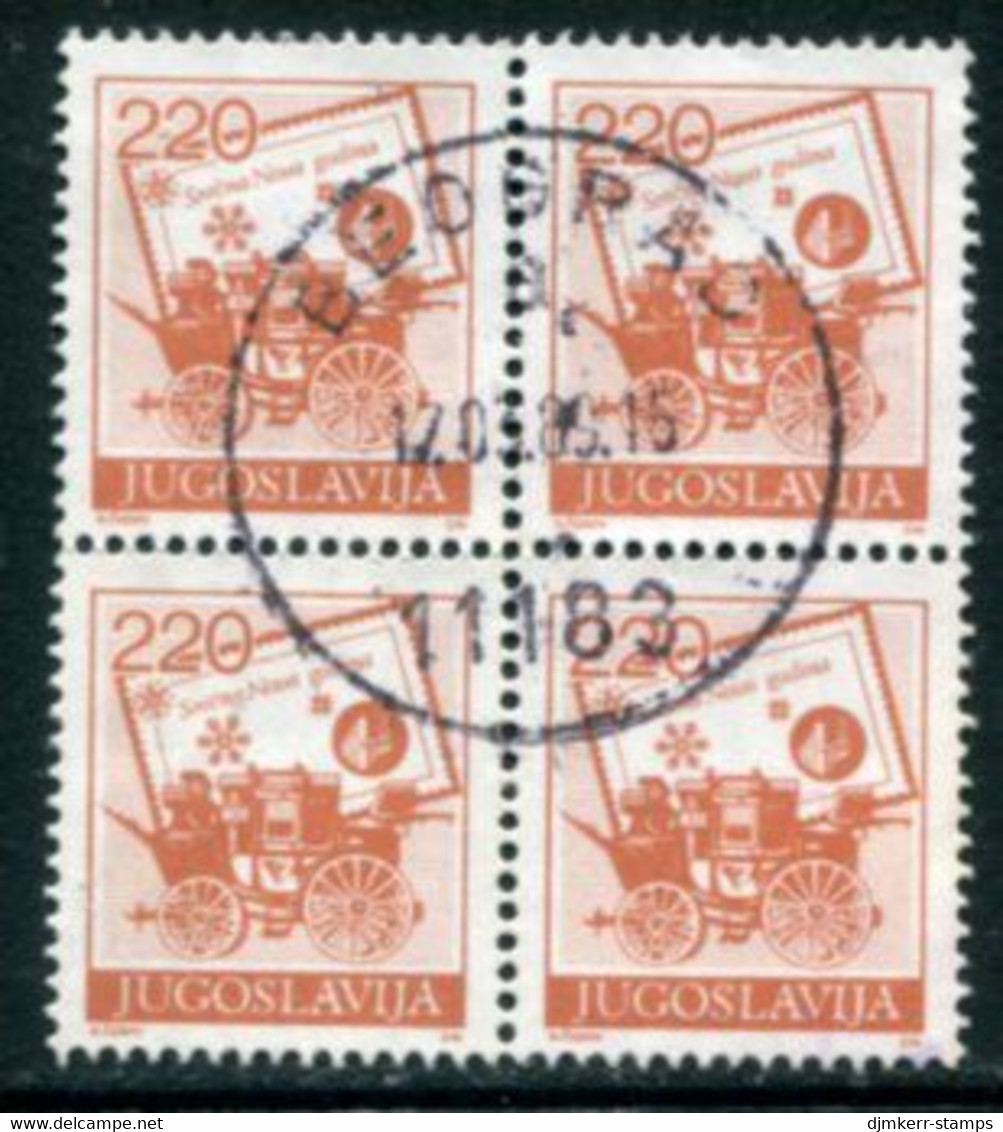 YUGOSLAVIA 1988 Postal Services Definitive 220 D. . Block Of 4 Used..  Michel 2315 - Unused Stamps