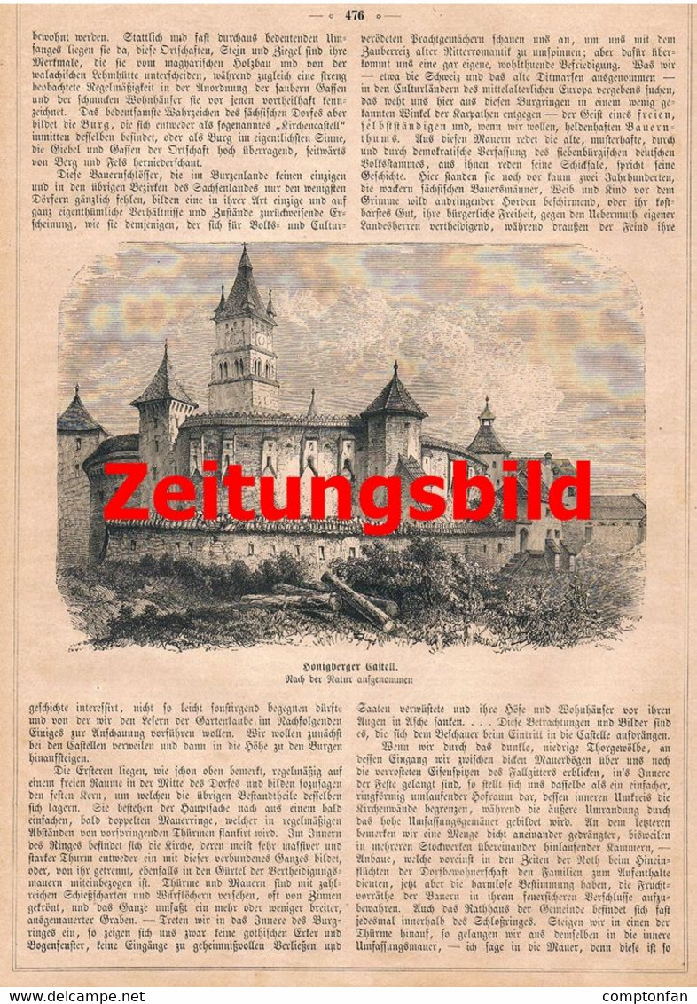 A102 921 - Siebenbürgen Burg Bauernburg Honigberg Rosenau Artikel Von 1869 !! - Autres & Non Classés