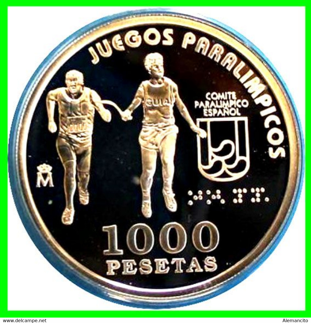 ESPAÑA MONEDA DE PLATA  1000 PESETAS. JUEGOS PARALÍMPICOS DEL AÑO 2000. ATLETISMO PARA CIEGO. - 1 000 Pesetas