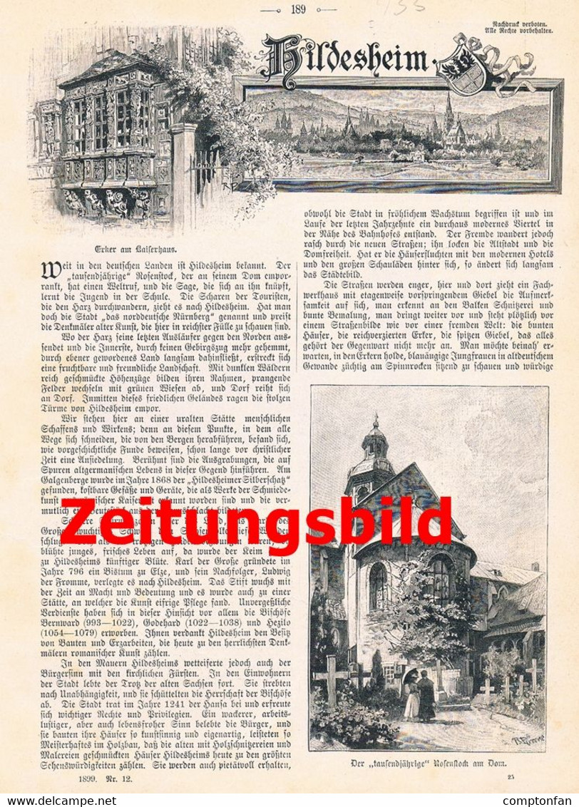 A102 933 Hildesheim Kaiserhaus Rathaus Rosenstock Dom Artikel Von 1899 !! - Autres & Non Classés