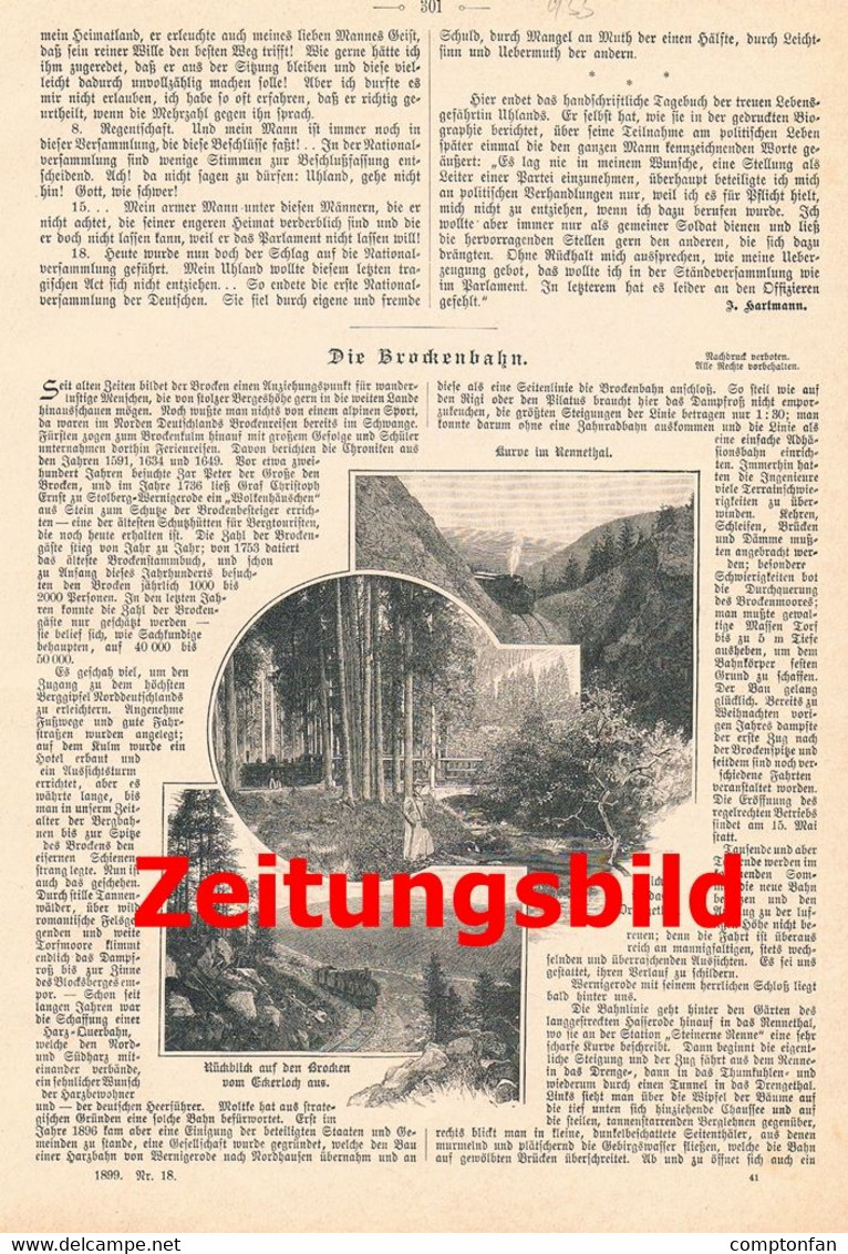 A102 935 Friedrich Seiler Brockenbahn Bahnhof Brocken Artikel Von 1899 !! - Eisenbahnverkehr