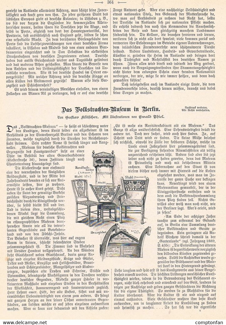 A102 938 - Ewald Thiel Klitscher Volkstracht Museum Berlin Tracht Artikel Von 1899 !! - Musées & Expositions