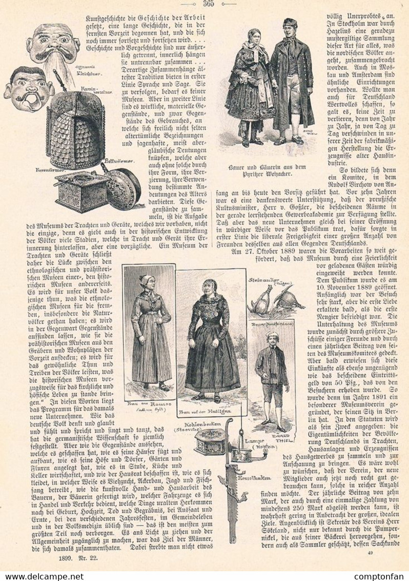 A102 938 - Ewald Thiel Klitscher Volkstracht Museum Berlin Tracht Artikel Von 1899 !! - Musea & Tentoonstellingen