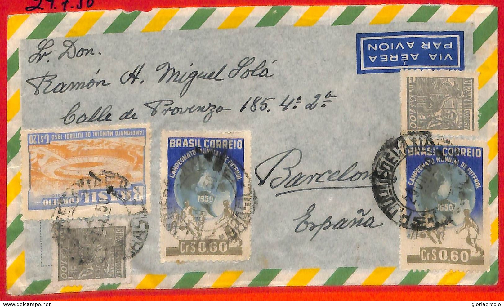 Aa2443 -  BRAZIL  - Postal History - FOOTBALL Stamps On COVER 1950 World Championship - 1950 – Brasilien