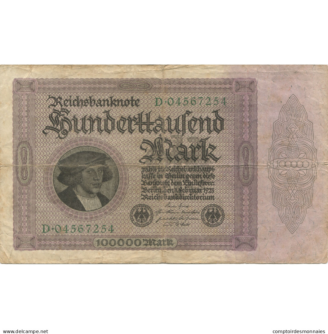 Billet, Allemagne, 100,000 Mark, 1923, 1923-02-01, KM:83c, B - 100.000 Mark