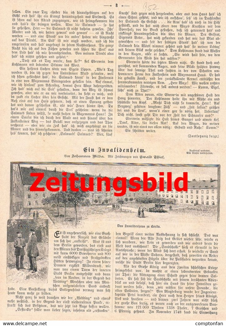A102 952 Berlin Invalidenheim Militär Invalidenhaus Artikel Von 1894 !! - Polizie & Militari