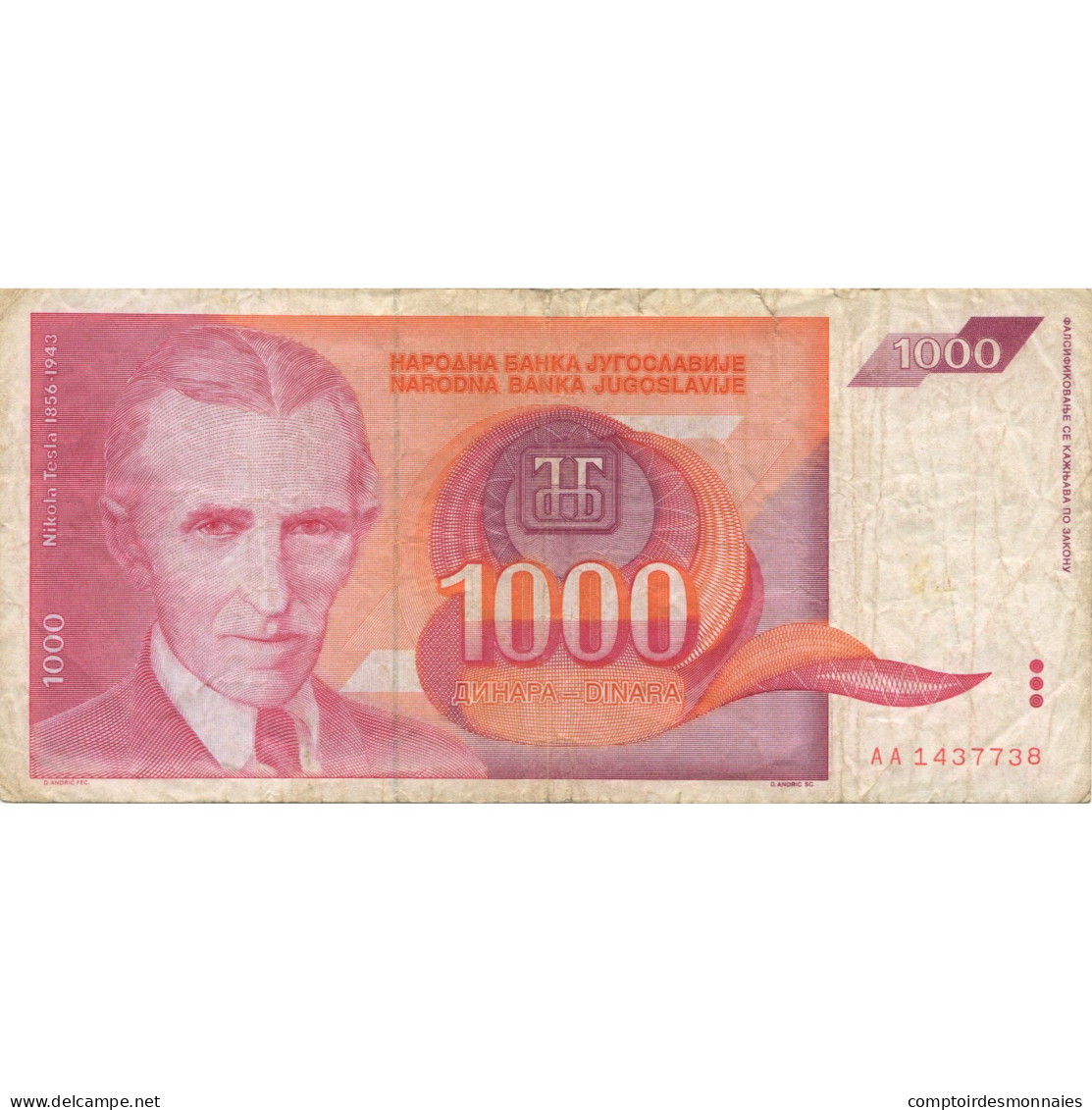 Billet, Yougoslavie, 1000 Dinara, 1990, 1990-11-26, KM:107, TB - Joegoslavië