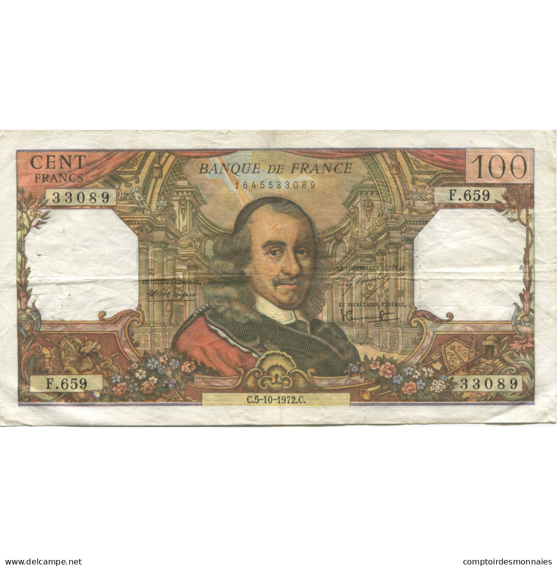 France, 100 Francs, Corneille, 1972, 1972-10-05, TTB, Fayette:65.40, KM:149d - 100 F 1964-1979 ''Corneille''