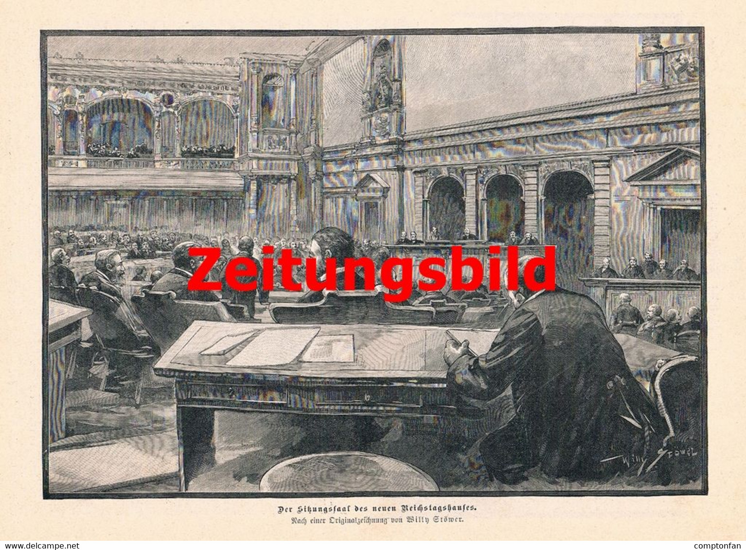 A102 960 - Willy Stöwer Berlin Das Neue Reichstagshaus Reichstag Artikel Von 1894 !! - Politik & Zeitgeschichte