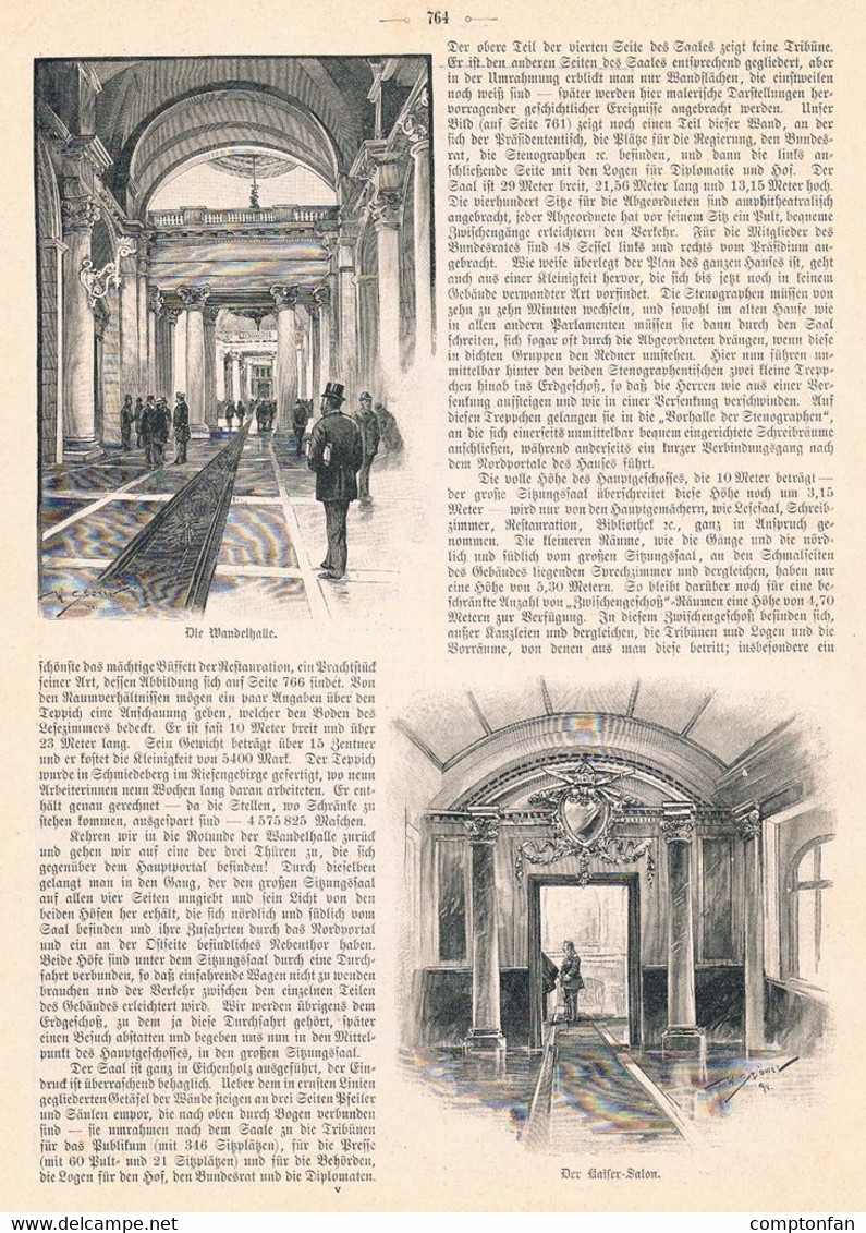 A102 960 - Willy Stöwer Berlin Das Neue Reichstagshaus Reichstag Artikel Von 1894 !! - Politique Contemporaine