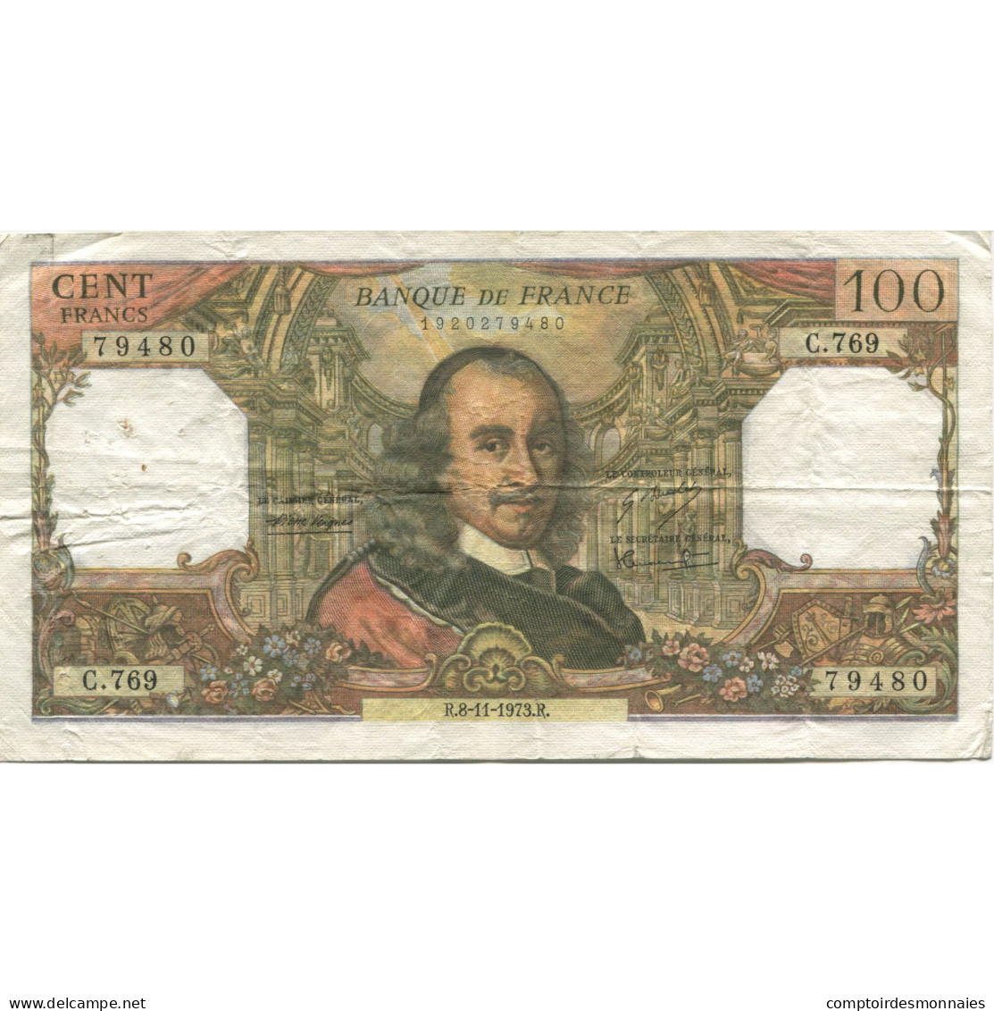 France, 100 Francs, Corneille, 1973, 1973-11-08, TTB, Fayette:65.44, KM:149d - 100 F 1964-1979 ''Corneille''