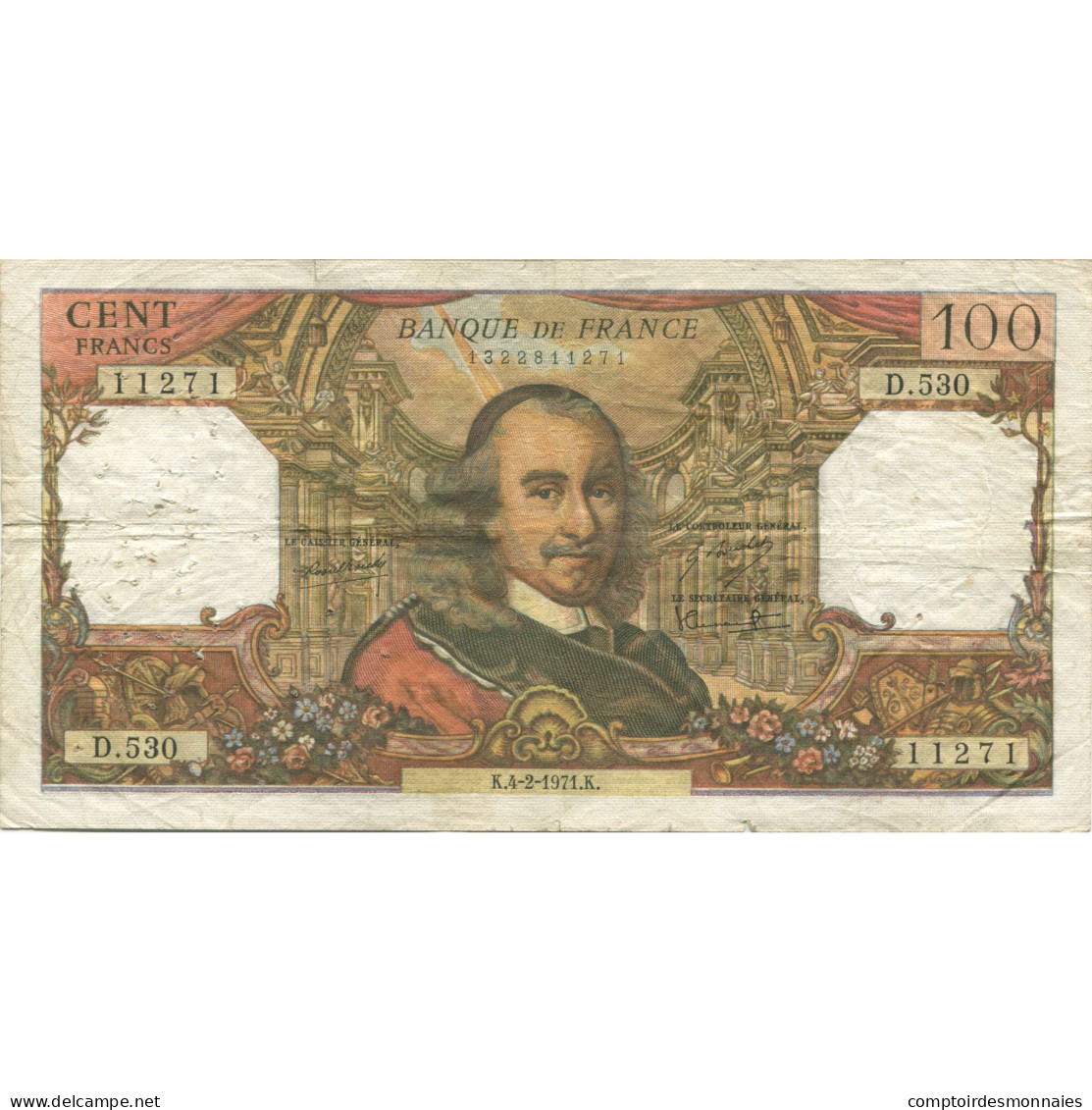 France, 100 Francs, Corneille, 1971, 1971-02-04, TB, Fayette:65.34, KM:149c - 100 F 1964-1979 ''Corneille''