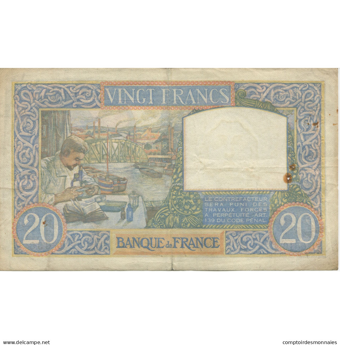 France, 20 Francs, Science Et Travail, 1941, 1941-10-30, TTB, Fayette:12.19 - 20 F 1939-1942 ''Science Et Travail''