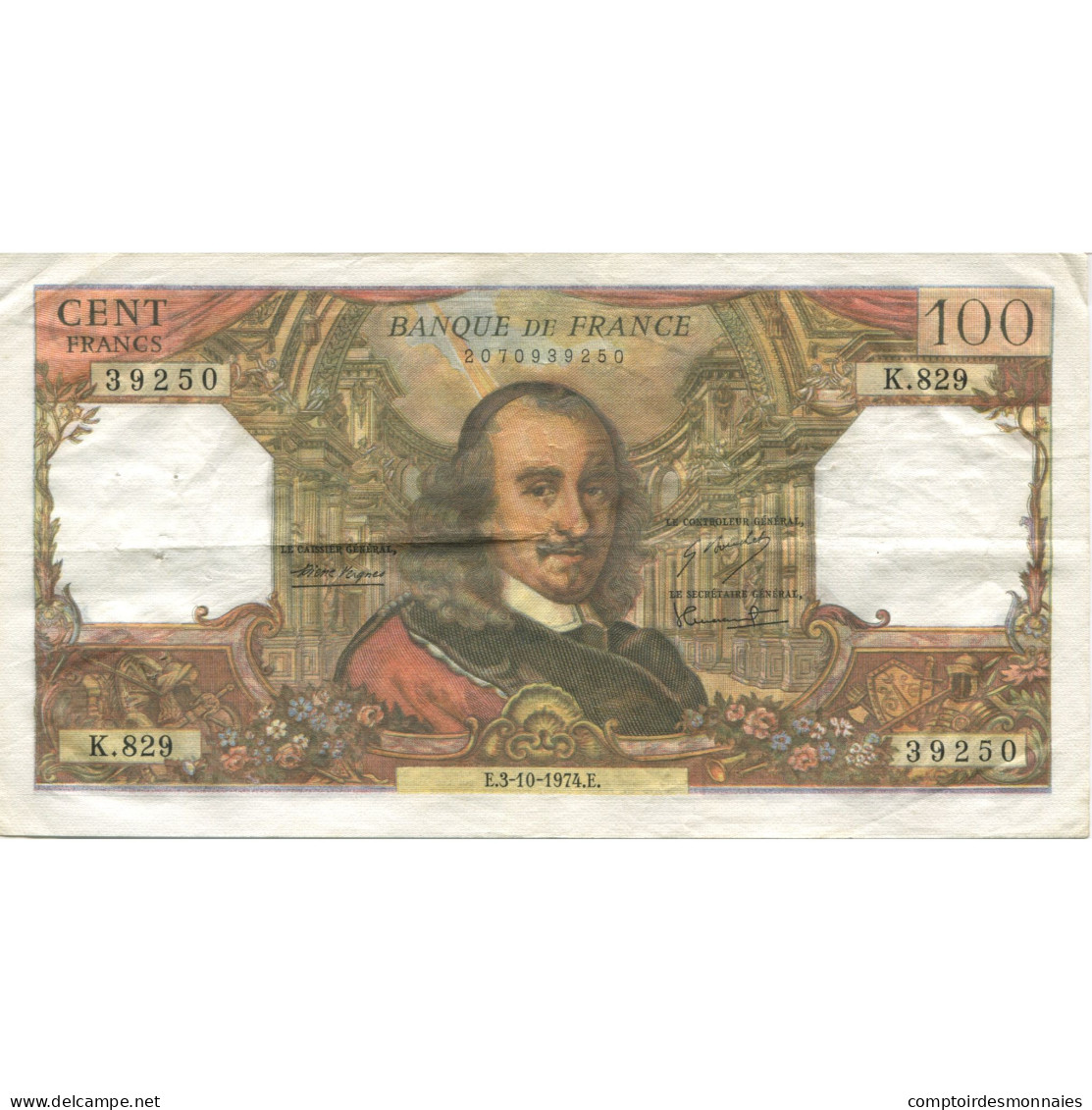 France, 100 Francs, Corneille, 1974, 1974-10-03, TTB, Fayette:65.47, KM:149d - 100 F 1964-1979 ''Corneille''