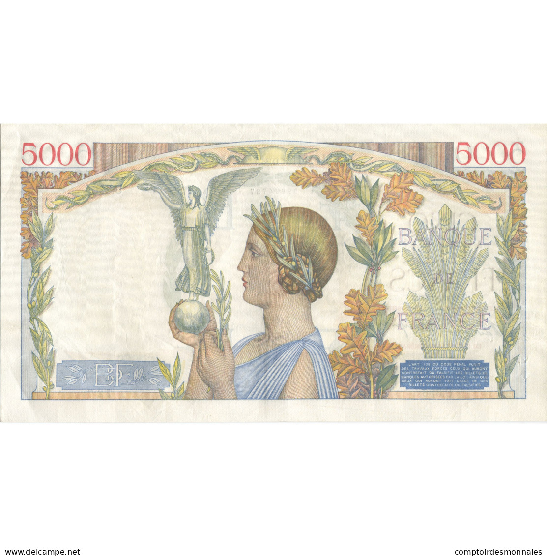 France, 5000 Francs, Victoire, 1939, 1939-10-12, SUP+, Fayette:46.14, KM:97a - 5 000 F 1934-1944 ''Victoire''