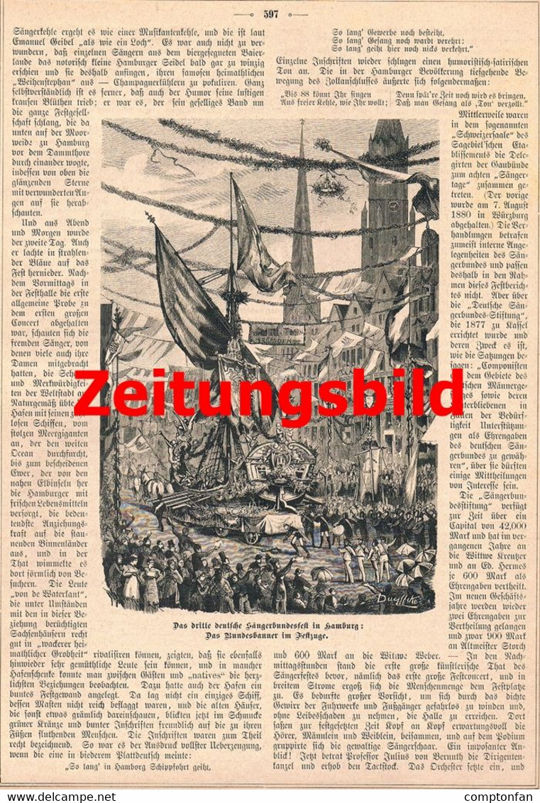 A102 981 - Paul Düyffcke Hamburg Sängerbund Sänger Musik Artikel Mit Bild 1882 !! - Music