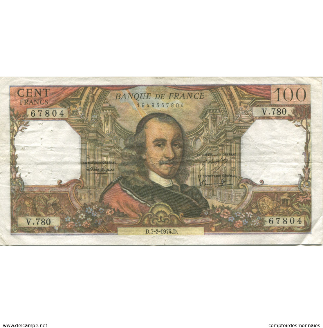 France, 100 Francs, Corneille, 1974, 1974-02-07, TTB, Fayette:65.45, KM:149d - 100 F 1964-1979 ''Corneille''