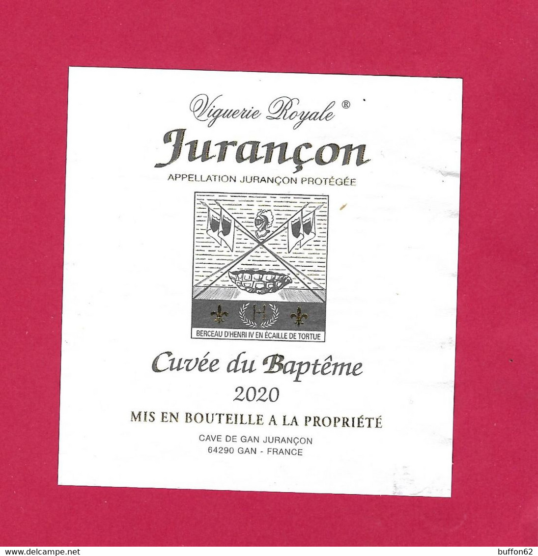 Etiquette De Vin Jurançon. Cuvée Du Baptême Roi Henri IV. Carapace De Tortue. Jurançon Wine Label. Turtle Shell Cradle. - Schildkröten