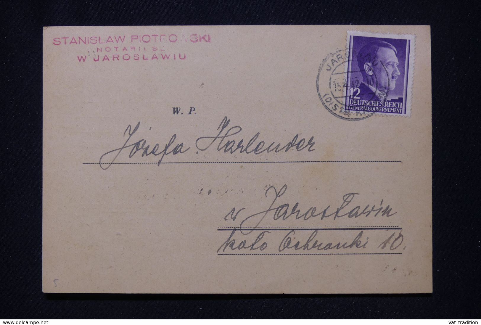 POLOGNE / ALLEMAGNE  - Carte De Correspondance De Jaroslawiu En Local En 1942 - L 112826 - General Government