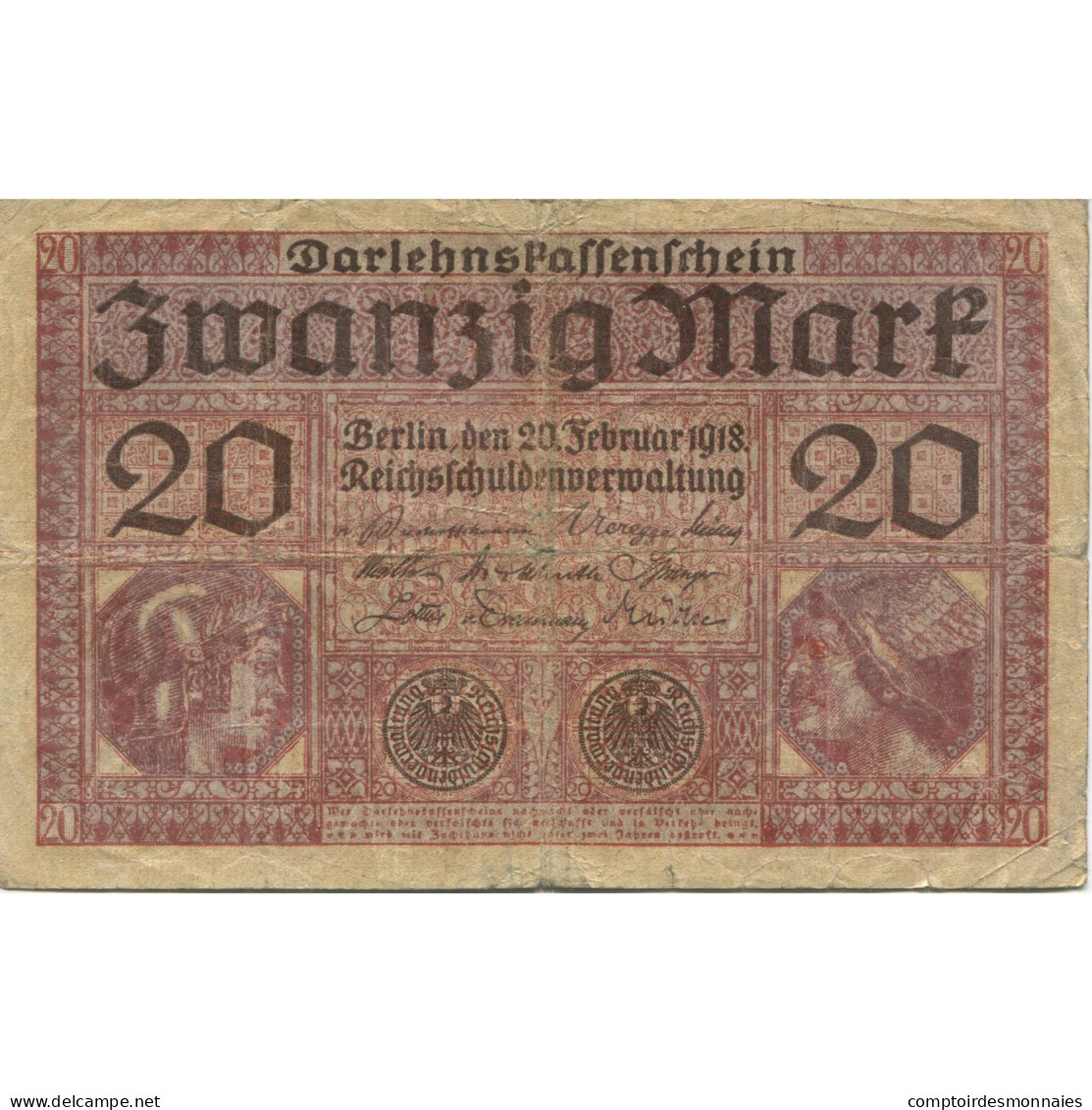 Billet, Allemagne, 20 Mark, 1918, KM:57, TB - 20 Mark