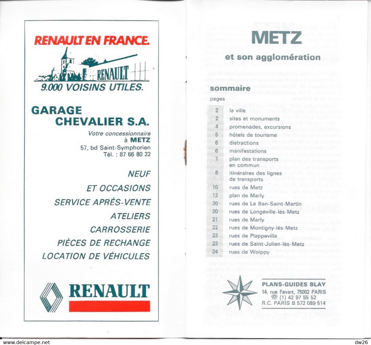 Plan Guide Blay: Metz Et Son Agglomération - Renseignements Transports, Tourisme, Répertoire Des Rues - Sonstige & Ohne Zuordnung