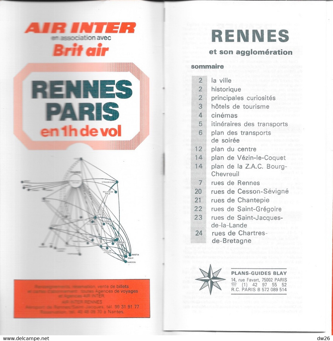 Plan Guide Blay: Rennes Et Son Agglomération: Chartres-de-Bretagne, Vézin-le-Coquet Transports, Tourisme, Index Des Rues - Andere & Zonder Classificatie