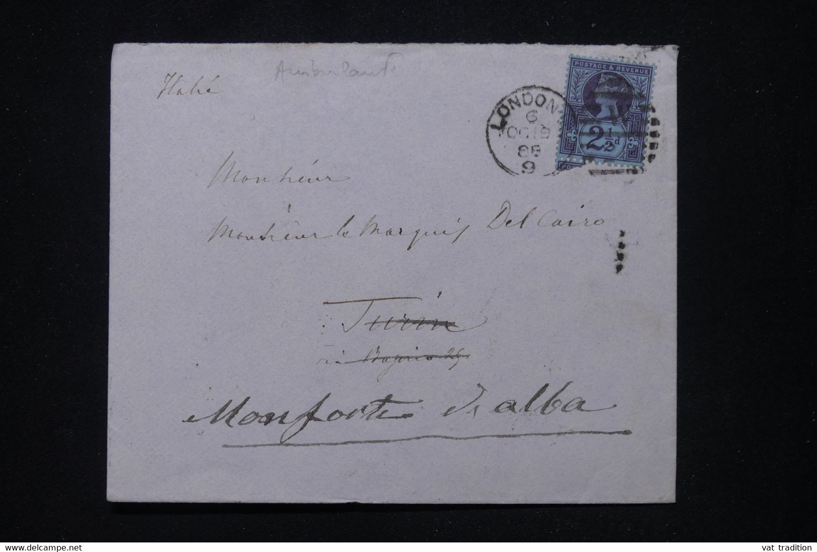 ROYAUME UNI - Enveloppe De Londres Pour L 'Italie En 1888 - L 112835 - Covers & Documents