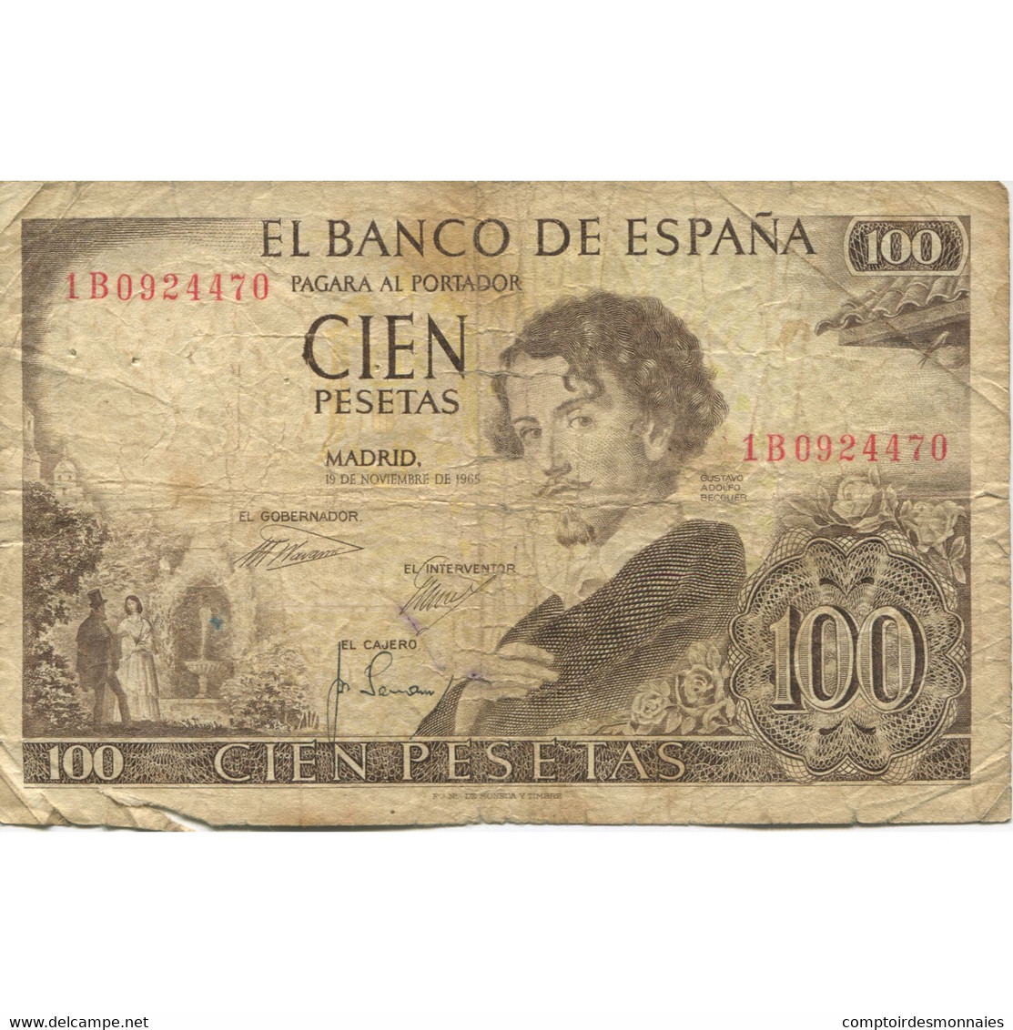 Billet, Espagne, 100 Pesetas, 1965, 1965-11-19, KM:150, AB - 100 Peseten