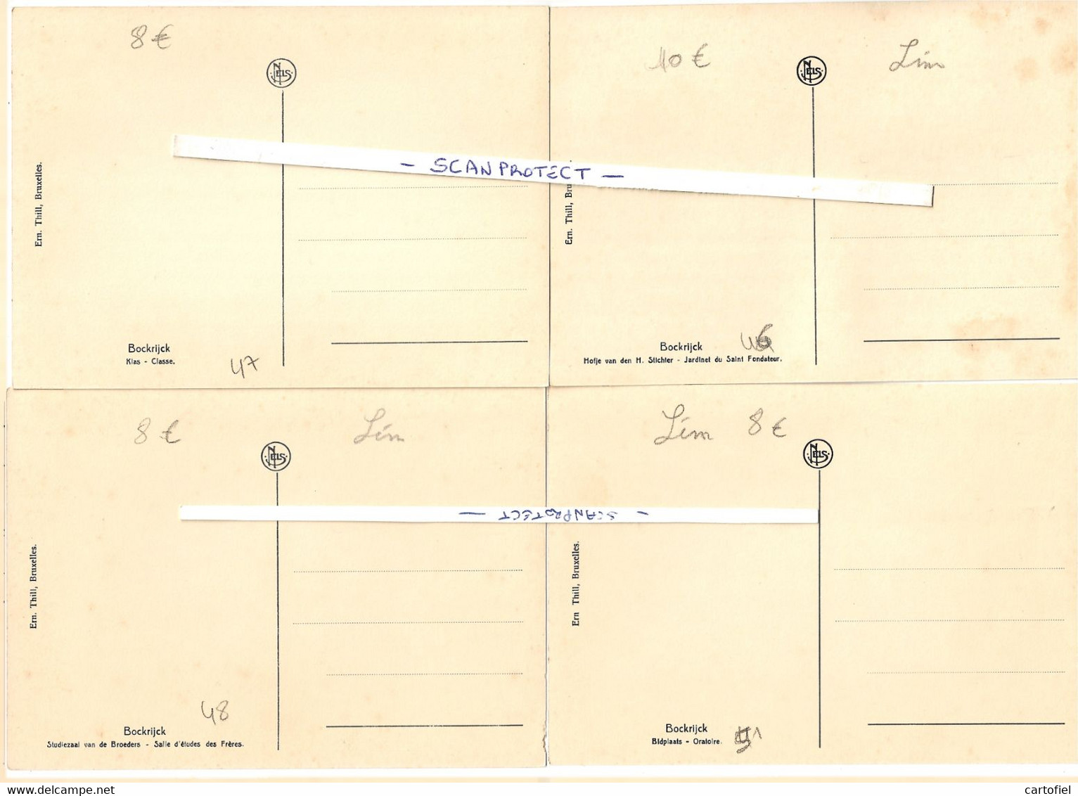 BOKRIJK-PETIT NOVICIAAT DES FRERES-LOTJE-4-NIET VERSTUURDE KAARTEN-HOFJE+STUDIEZAAL+KLAS+BIDPLAATS-RARE-ZIE DE 2 SCANS - Genk