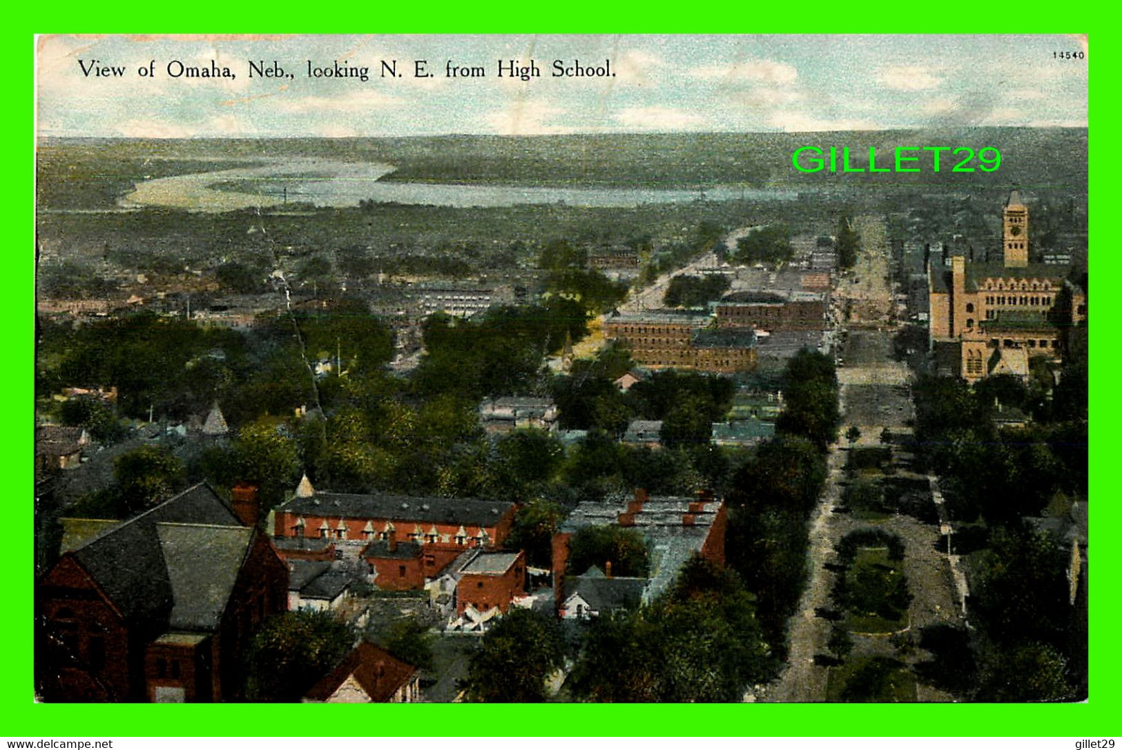 OMAHA, NE - VIEW LOOKING N. E. FROM HIGH SCHOOL -  TRAVEL IN 1909 - - Omaha