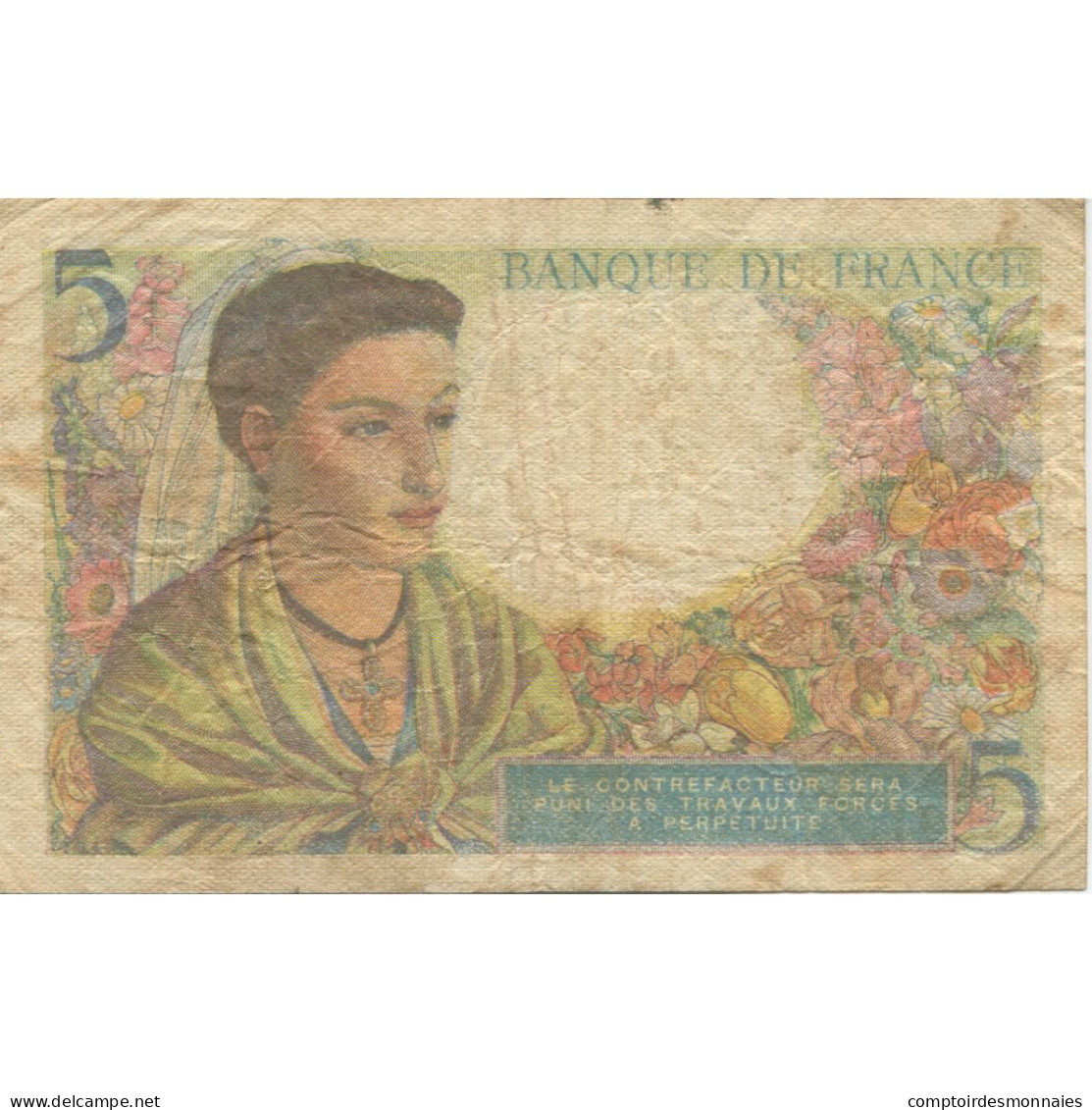 France, 5 Francs, Berger, 1943, 1943-11-25, AB, Fayette:05.04, KM:98a - 5 F 1943-1947 ''Berger''