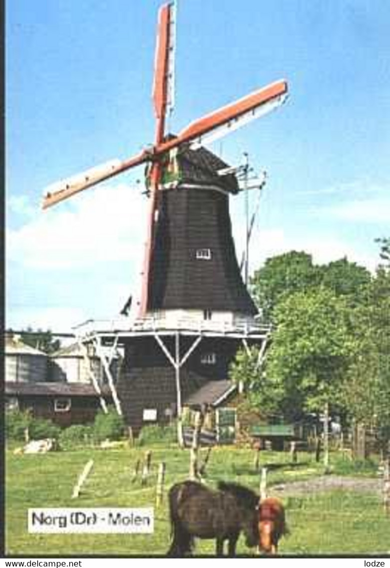 Nederland Holland Pays Bas Norg Met De Molen Paarden En Boerenkar - Norg